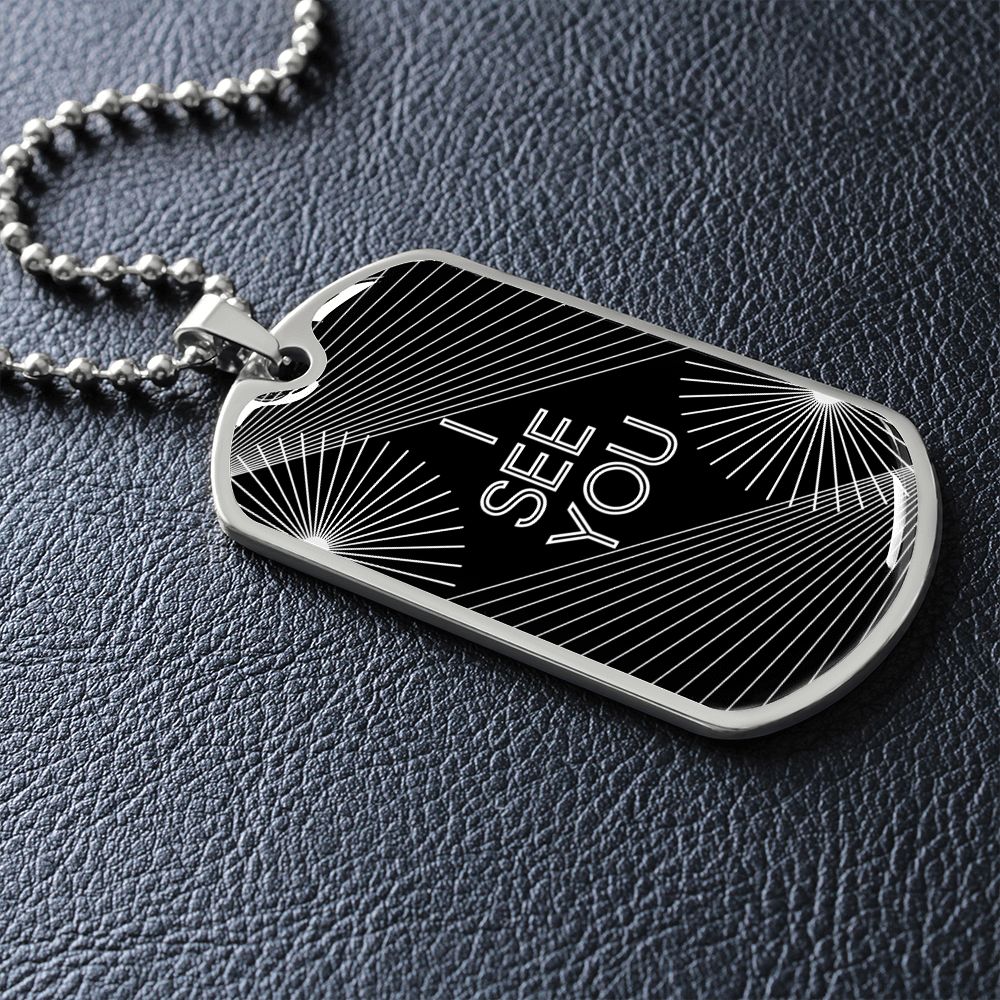 I see you black dog tag necklace