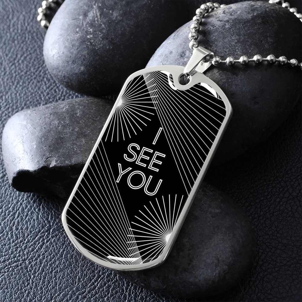 I see you black dog tag necklace