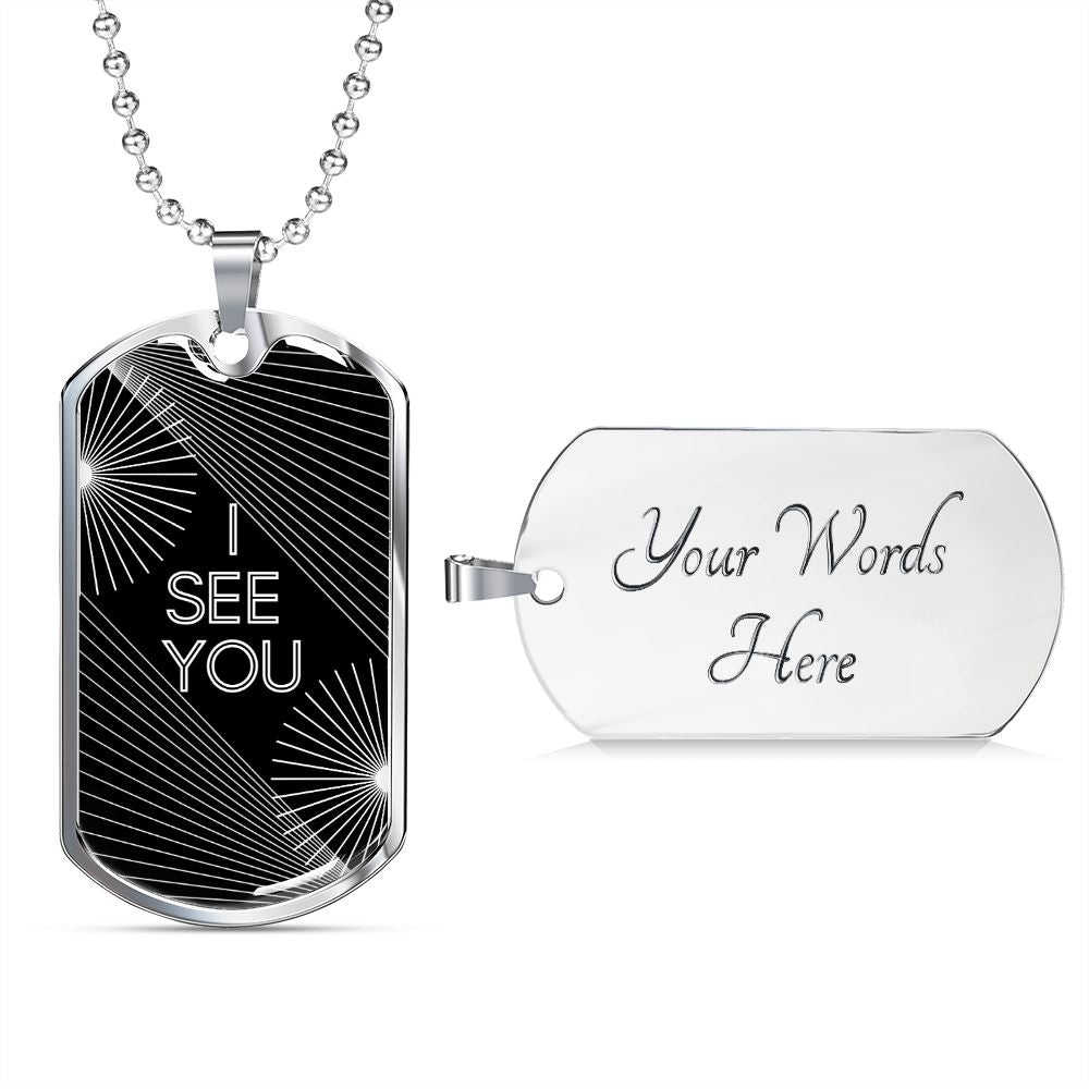 I see you black dog tag necklace