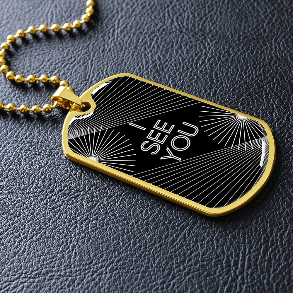 I see you black dog tag necklace