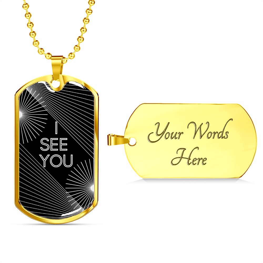 I see you black dog tag necklace