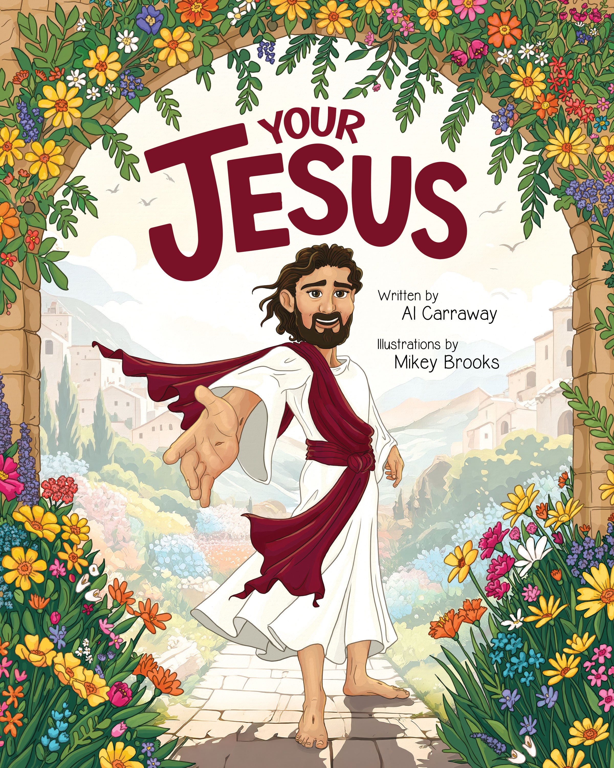 Book cover of 'Your Jesus' with a colorful design and illustration of Jesus Christ.