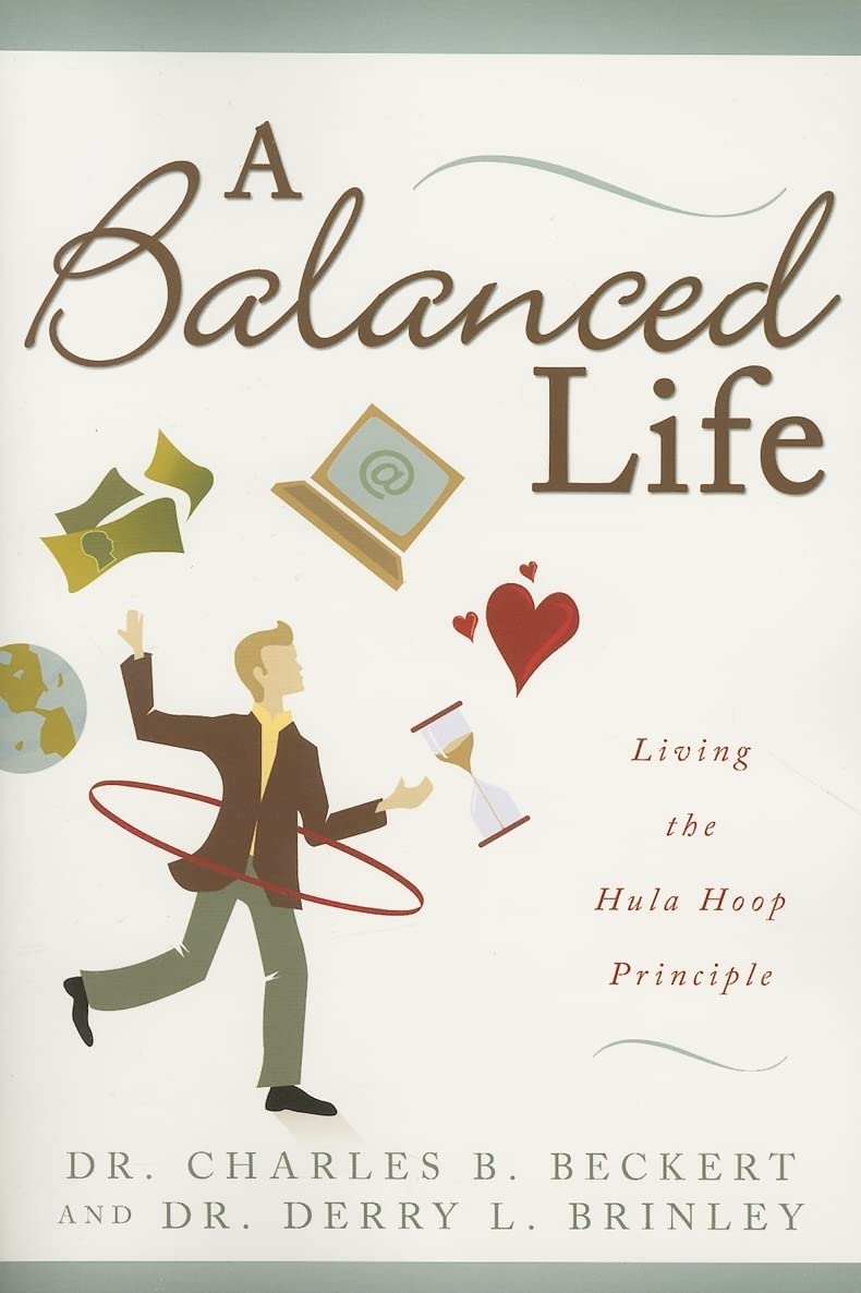 Book cover of 'A Balanced Life' with illustrations and text on a white background