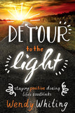 Book cover of 'Detour to the Light' with a road leading to a sunset.