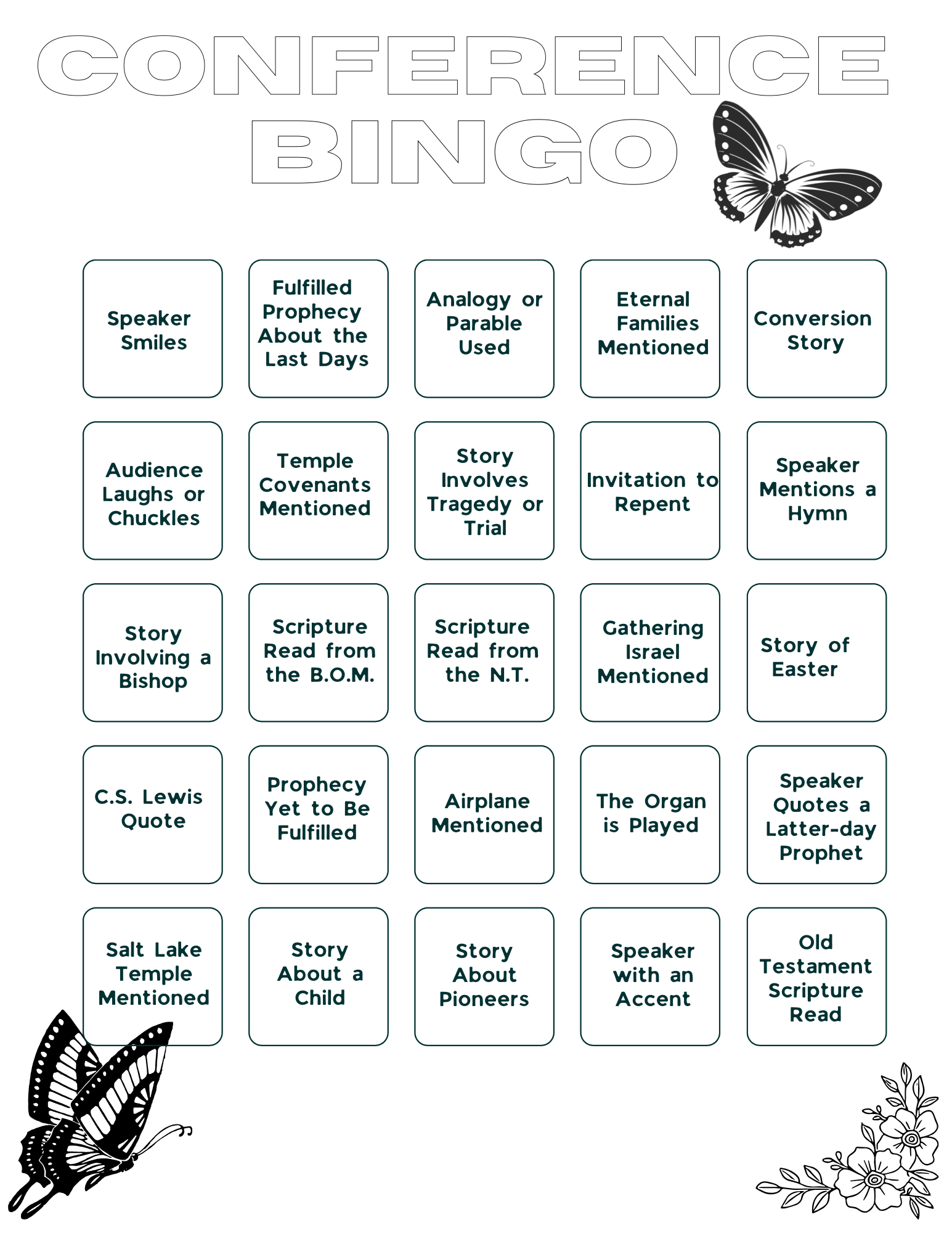 Free Conference Bingo (Adult Version - Downloadable)