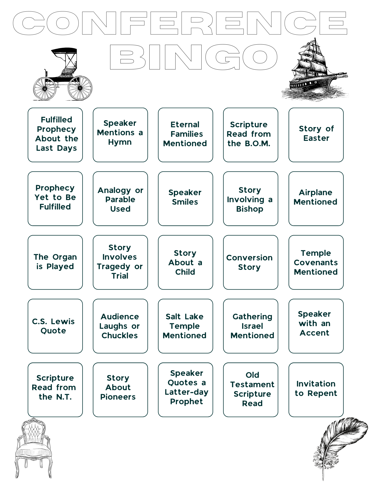 Free Conference Bingo (Adult Version - Downloadable)