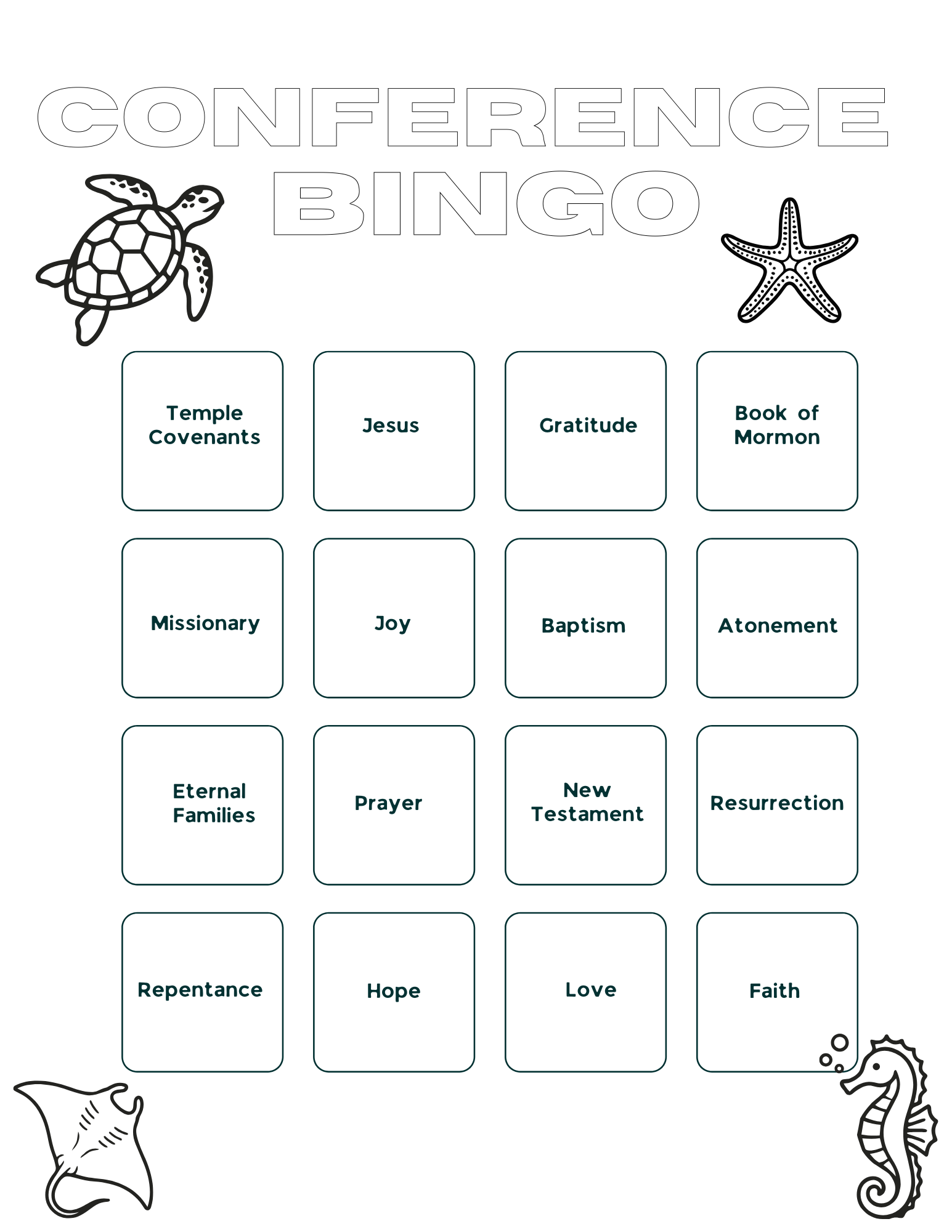 Free Conference Bingo (Kid Version - Downloadable)
