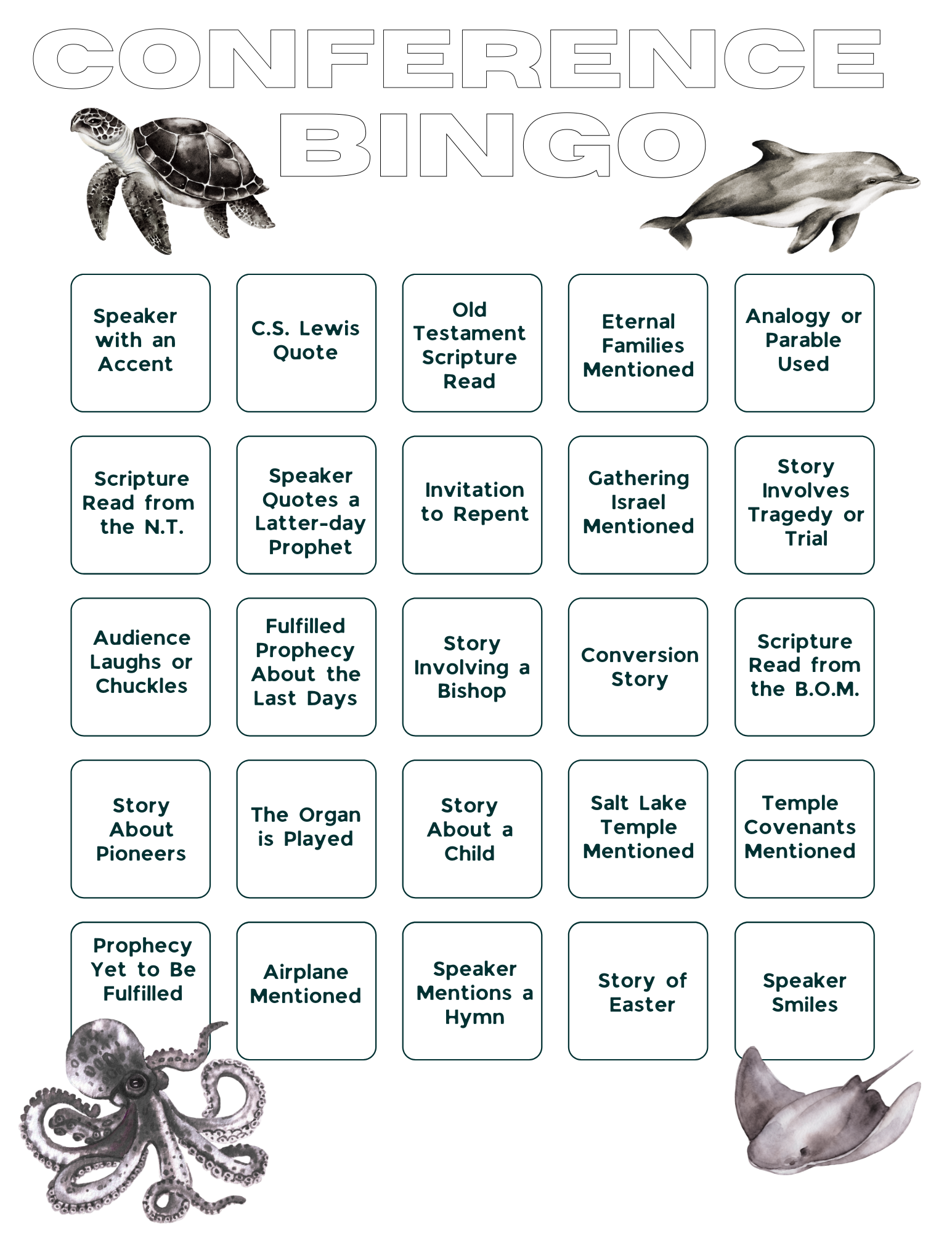 Free Conference Bingo (Adult Version - Downloadable)