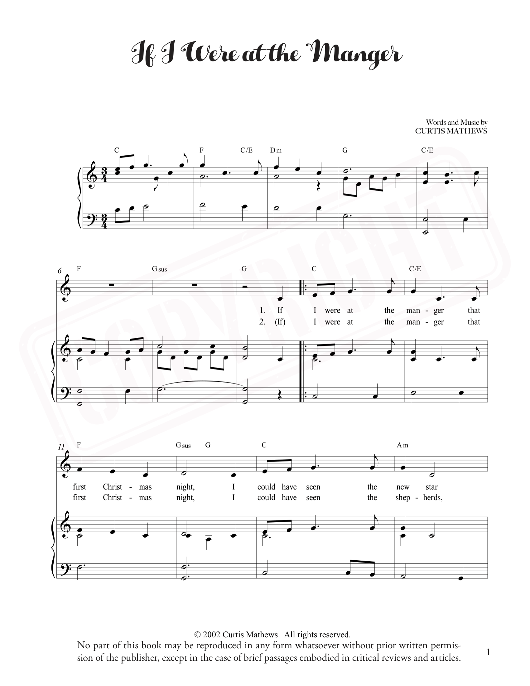 If I Were at the Manger - Sheet Music (Download)