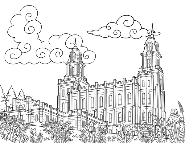 Free Logan Temple Coloring Page (Kid Version – Downloadable)