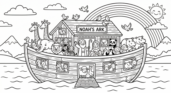 Free Noah's Ark Coloring Page (Kid Version – Downloadable)
