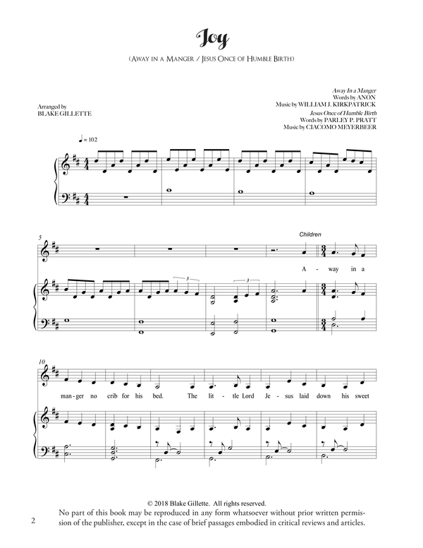 Joy (Away in a Manger / Jesus Once of Humble Birth) - Sheet Music (Download)