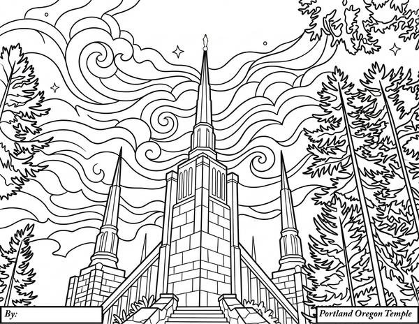 Free Portland Temple Coloring Page (Kid Version – Downloadable)