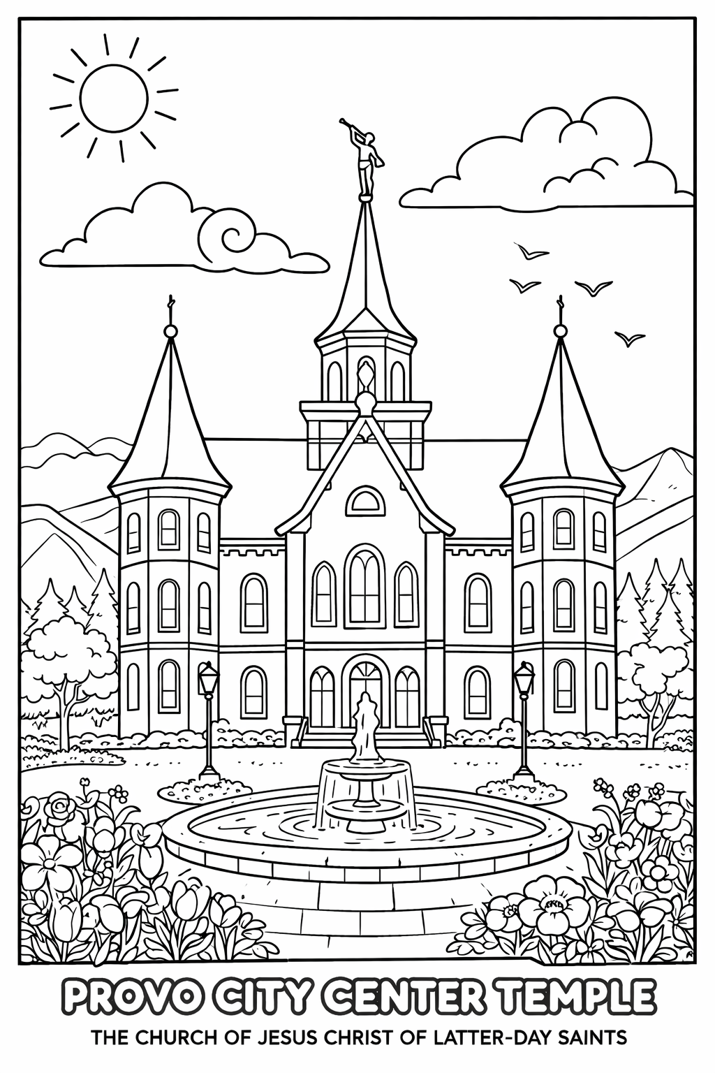 Free Provo City Center Temple Coloring Page (Kid Version – Downloadable)