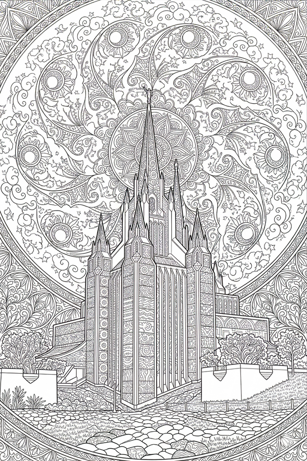 Free San Diego Temple Coloring Page (Adult Version – Downloadable)