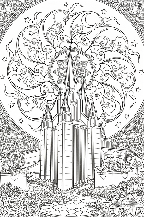 Free San Diego Temple Coloring Page (Kid Version - Downloadable)