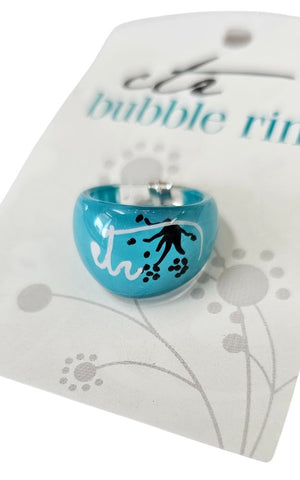CTR Teal Flower Bubble Ring Size 5