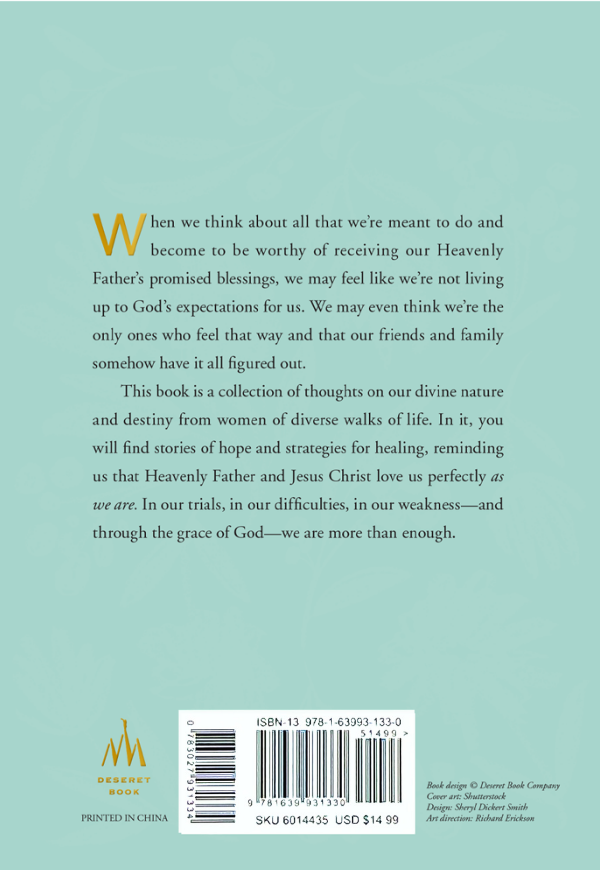 More Than Enough book back cover with text and barcode on a light green background