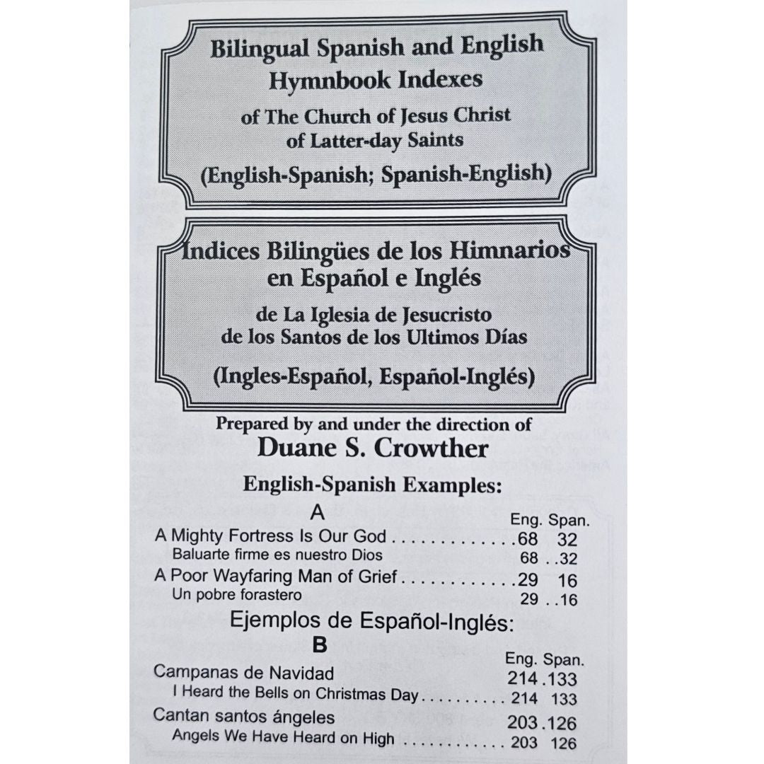 Spanish and English Hymn Index-Standard