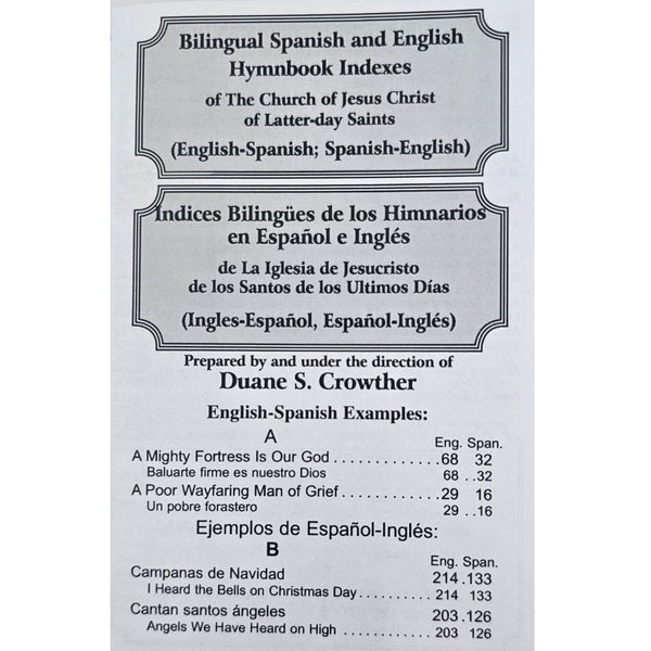 Spanish and English Hymn Index-Standard