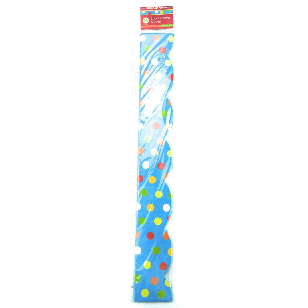 Blue Scalloped Polka Dot Bulletin Board Trim