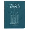 Teal passport tour guide with 'The Utah Temples' text and temple illustration on a white background