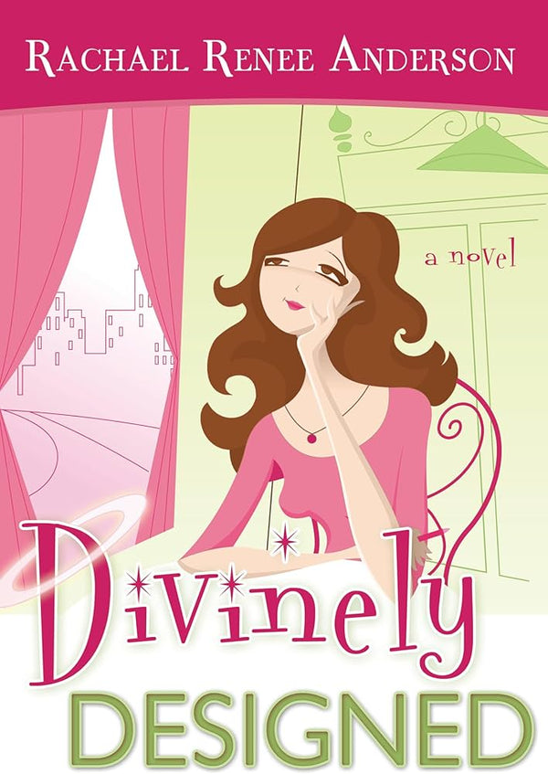 Book cover of 'Divinely Designed' by Rachael Renee Anderson with a woman in a pink chair.