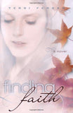Book cover of 'Finding Faith' by Terri Ferran with a woman's face and autumn leaves.