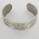 Hope, Family, Love - Bracelet - Cuff - Pewter - Etched