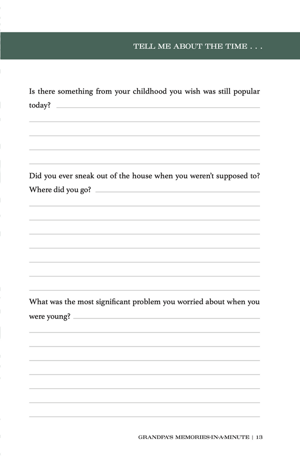 Grandpa, Tell Me About the Time: Memories In A Minute