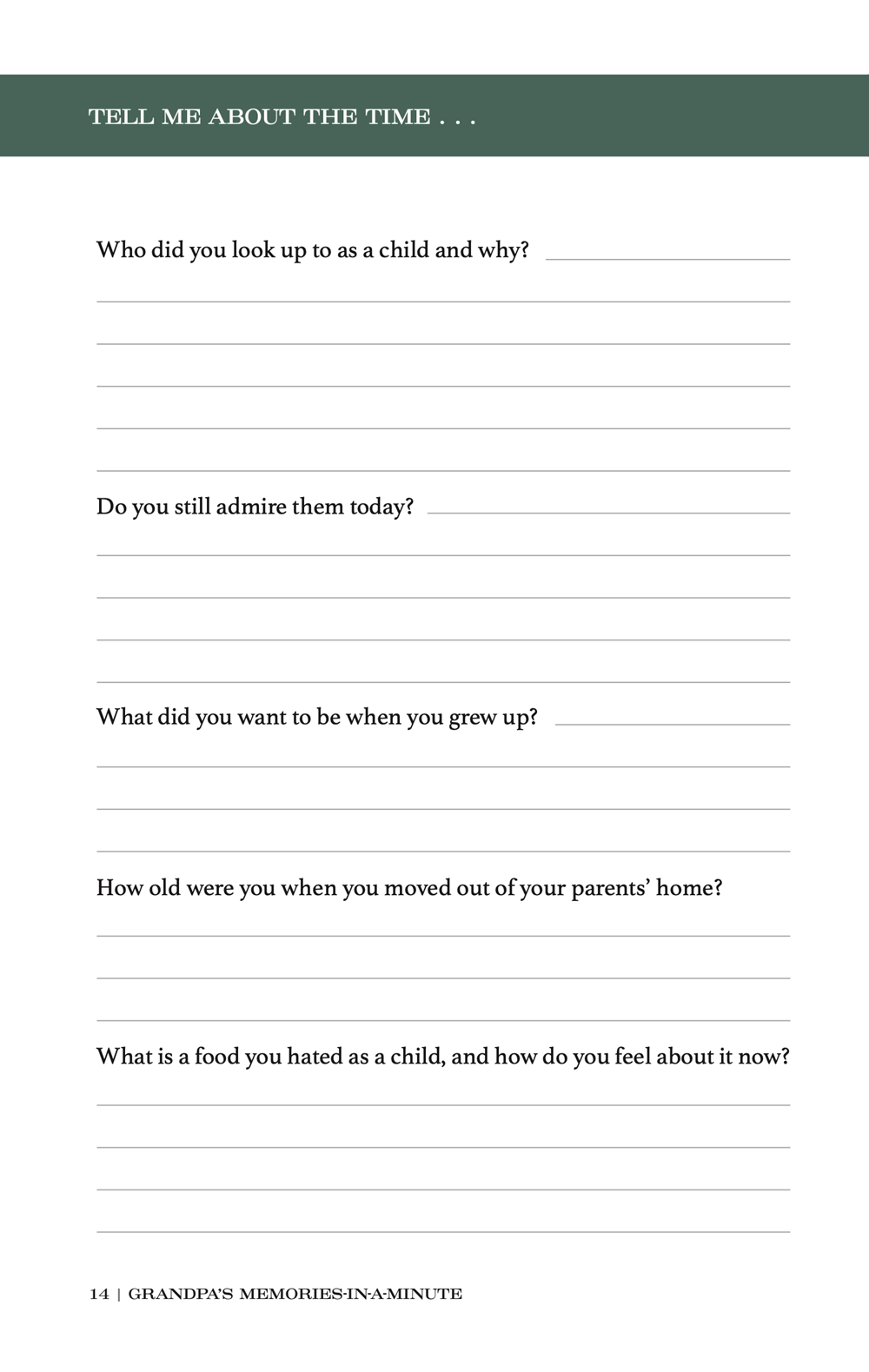 Grandpa, Tell Me About the Time: Memories In A Minute