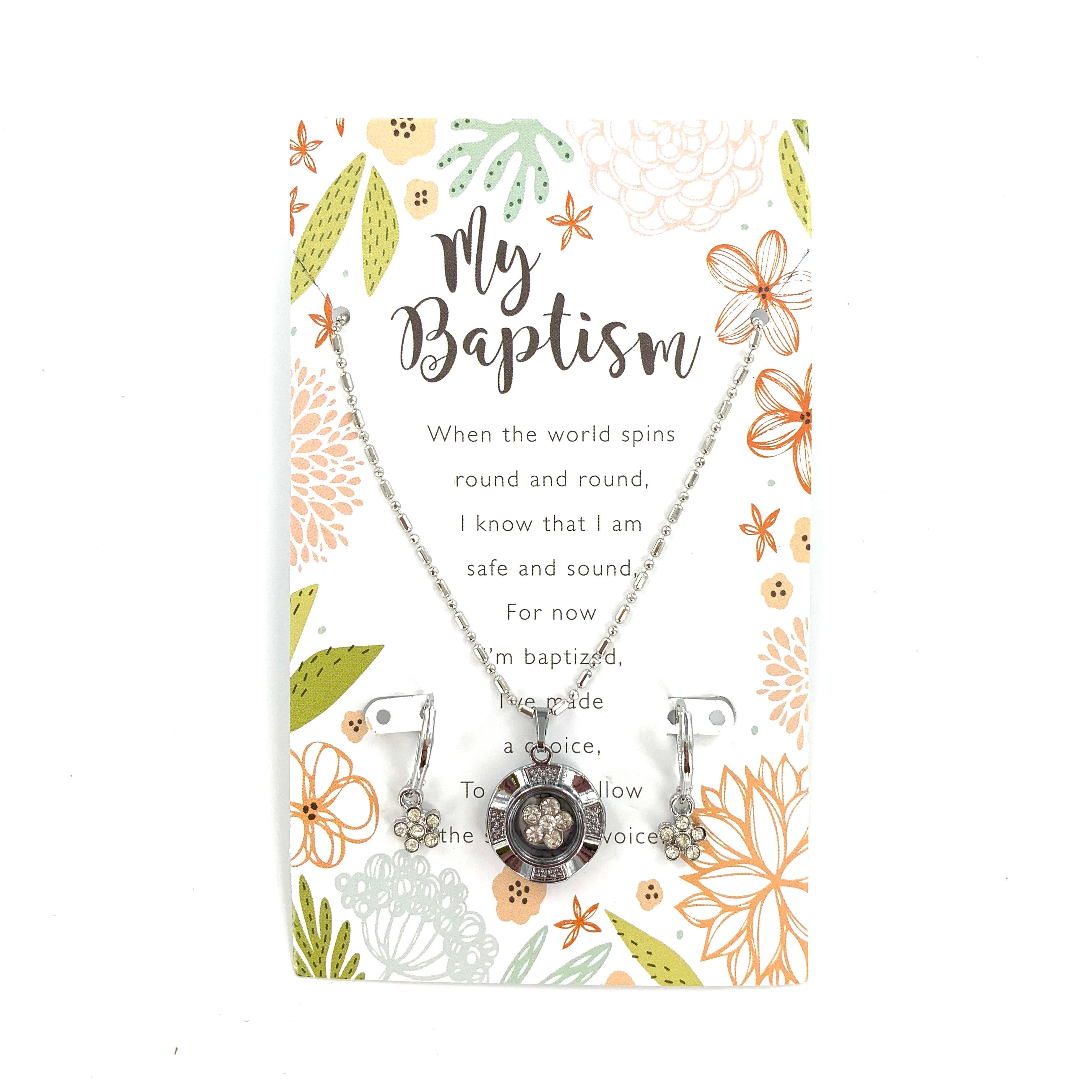 Baptism Spinner Necklace & Earrings Gift
