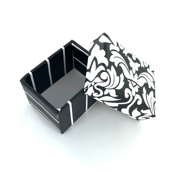 Ring Box - Damask Black Stripe