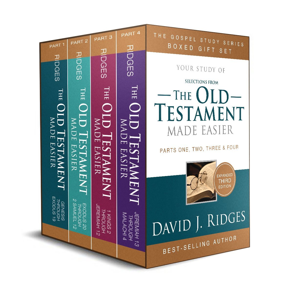 A boxed set of books titled 'The Old Testament Made Easier' by David J. Ridges.