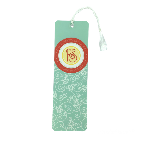 Relief Society Bookmark - Aqua Lace
