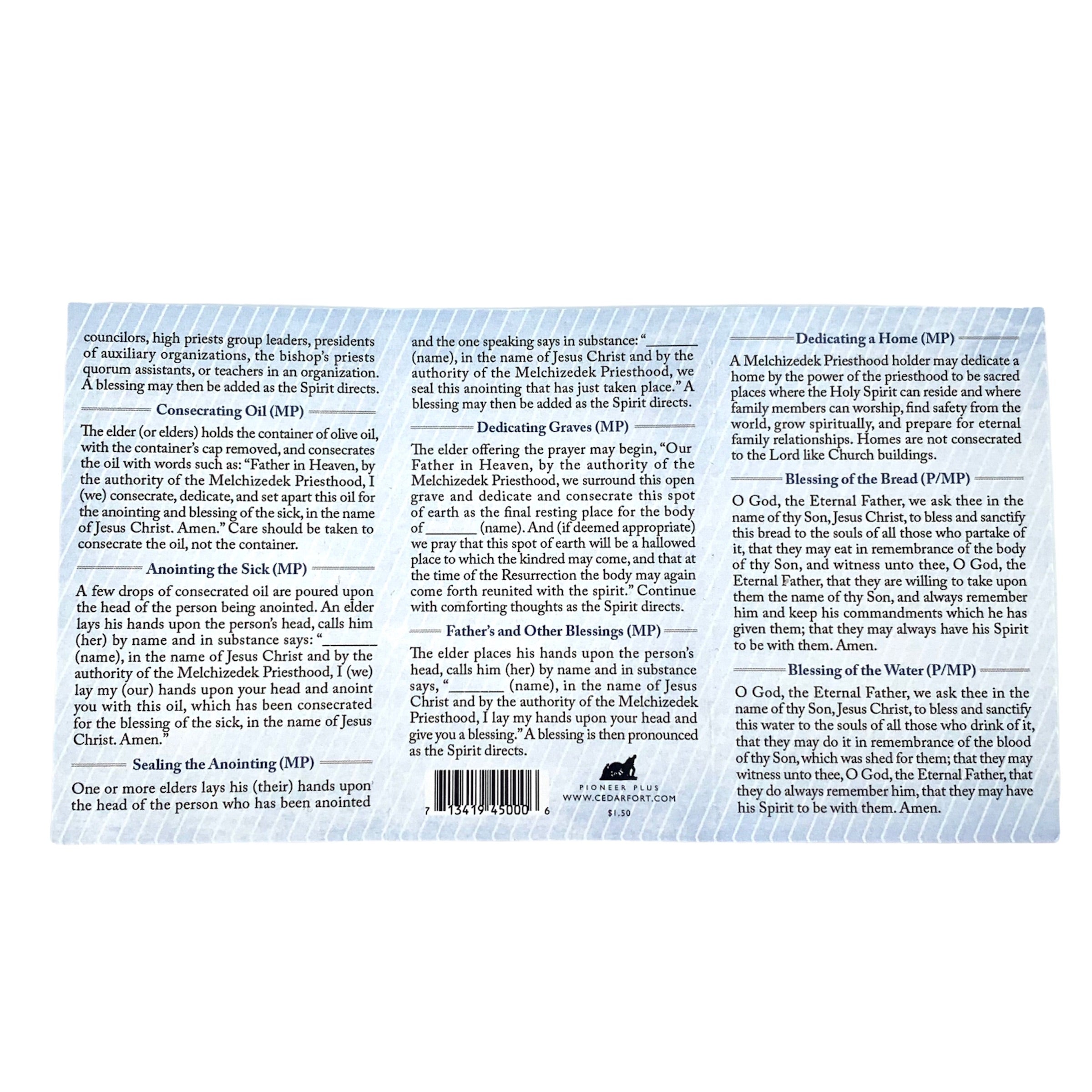 Priesthood Ordinance Card - English - Cedar Fort Publishing & Media
