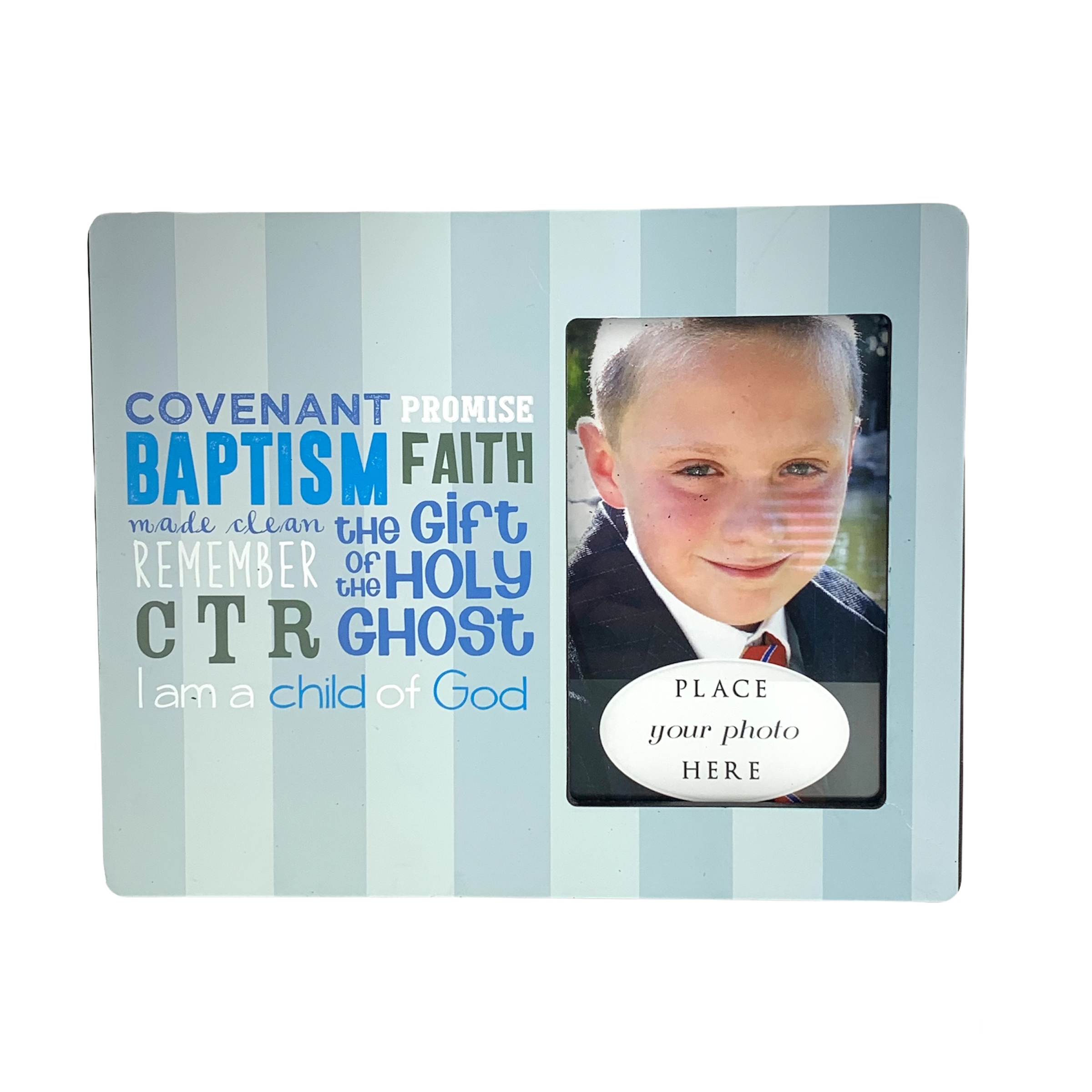 Blue Stripes Baptism Frame