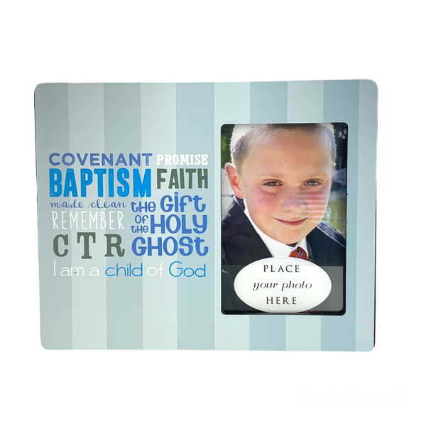 Blue Stripes Baptism Frame