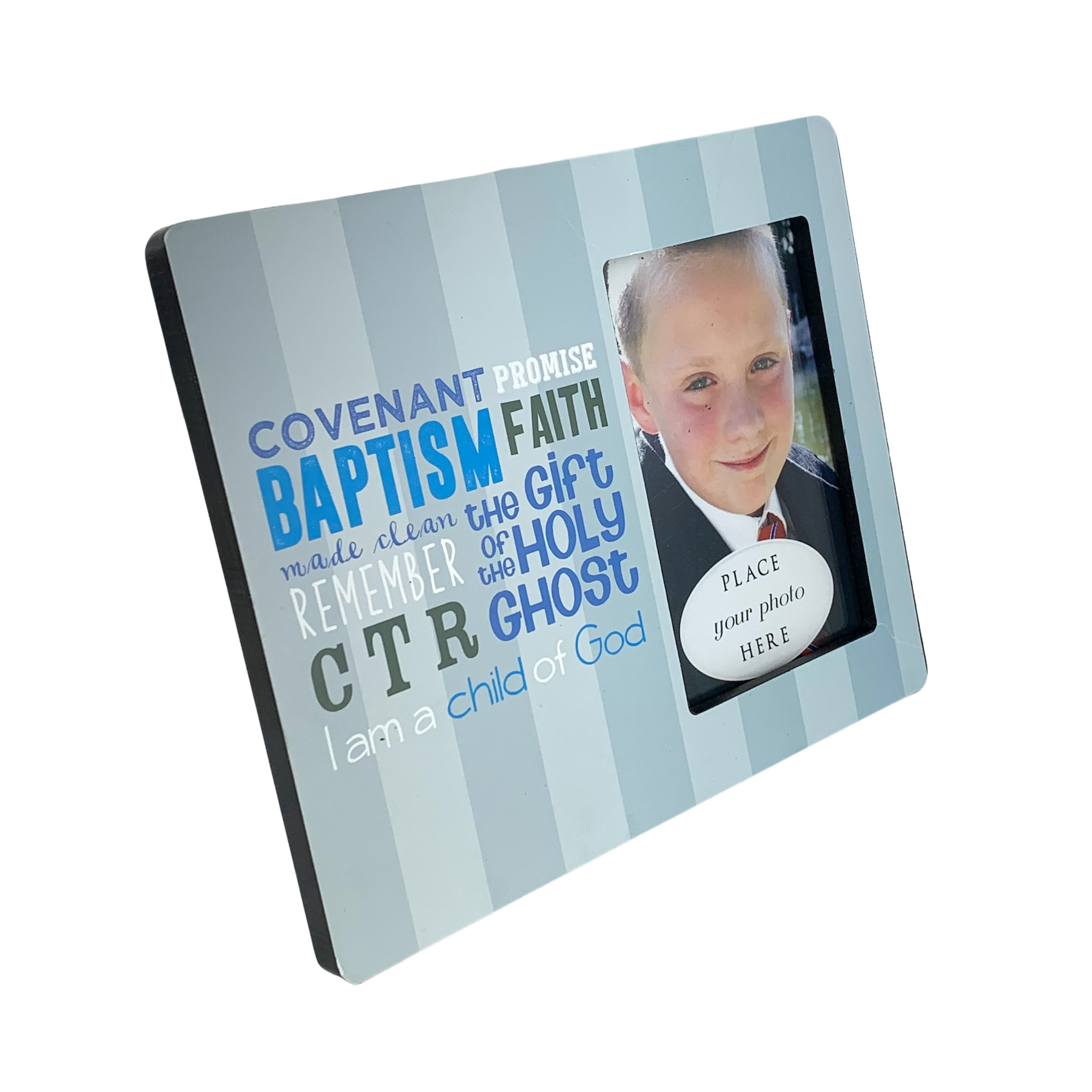 Blue Stripes Baptism Frame