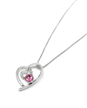 E653, E611 Baptism Heart Swarovski Necklace (Pink Ge