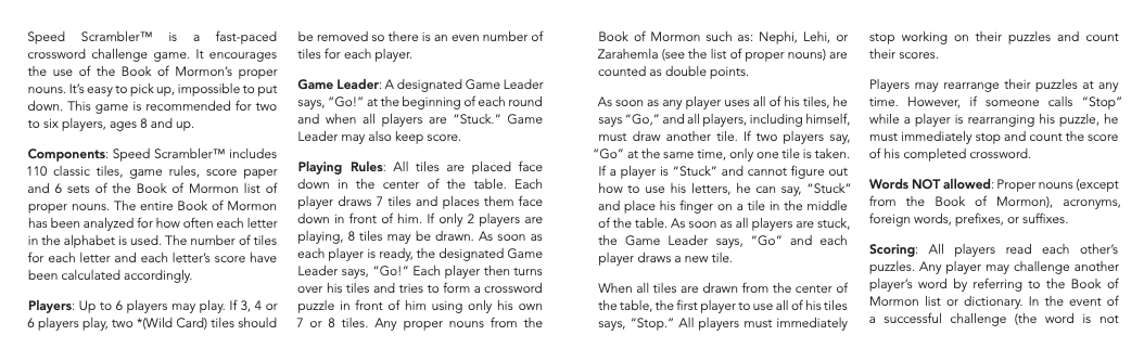 Book of Mormon - Speed Scrambler - Game - Cedar Fort Publishing & Media