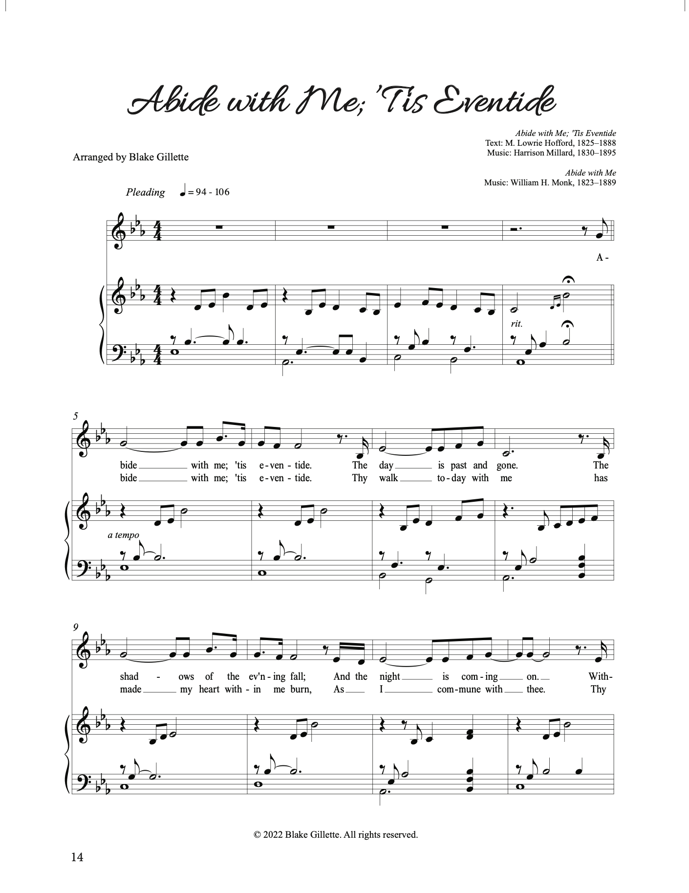 Abide with Me; 'Tis Eventide - Sheet Music - Download (from 