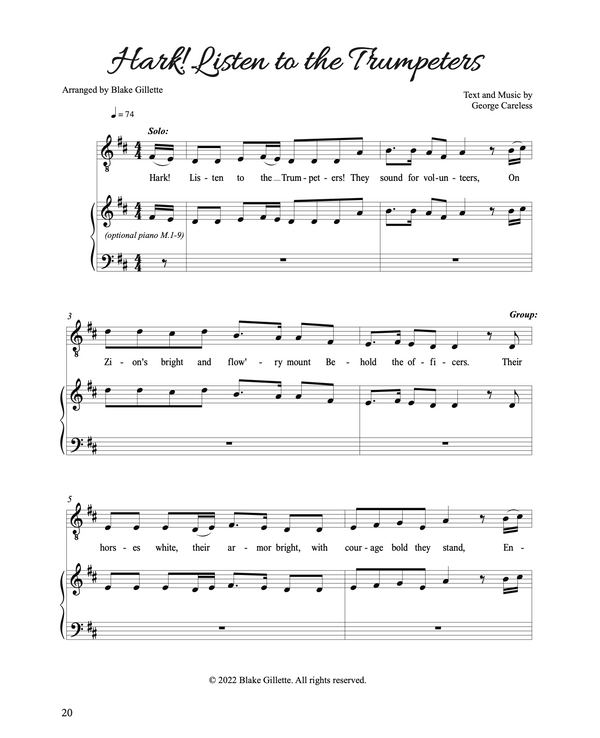 Hark! Listen to the Trumpeters - Sheet Music - Download (from "Zion" by Blake Gillette)