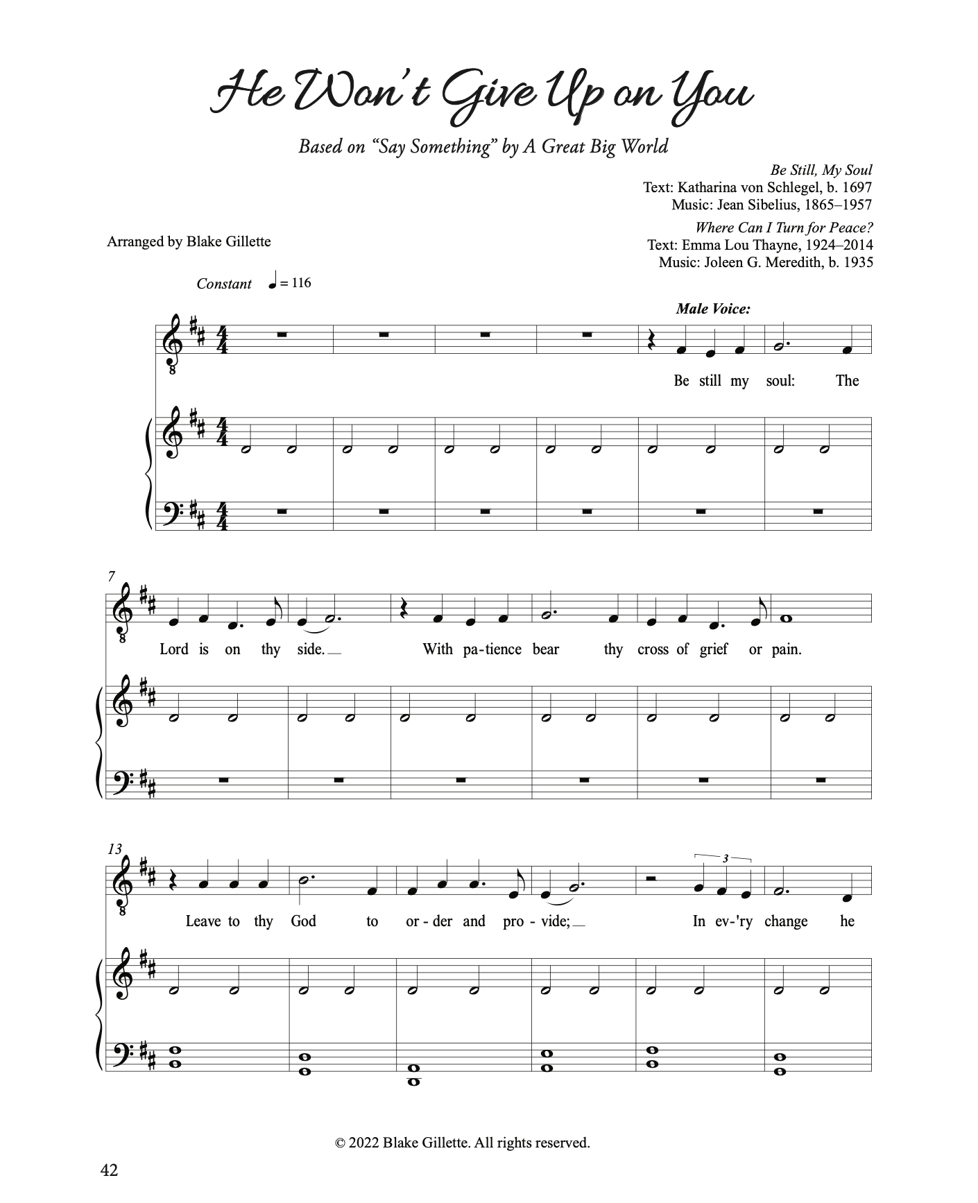 He Won't Give Up on You - Sheet Music - Downloads (from 