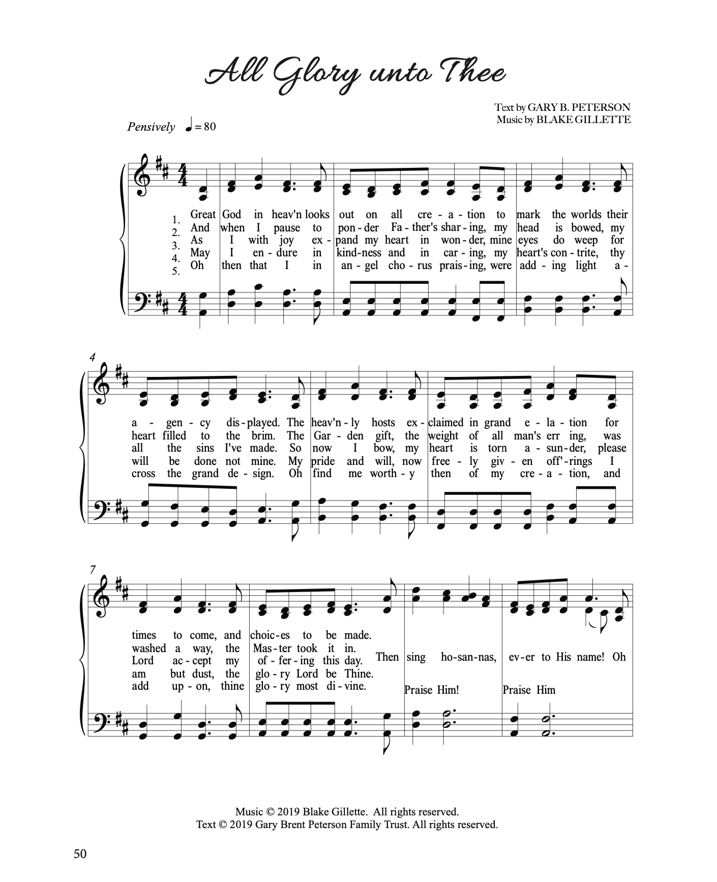 All Glory unto Thee - Sheet Music - Downloads (from 