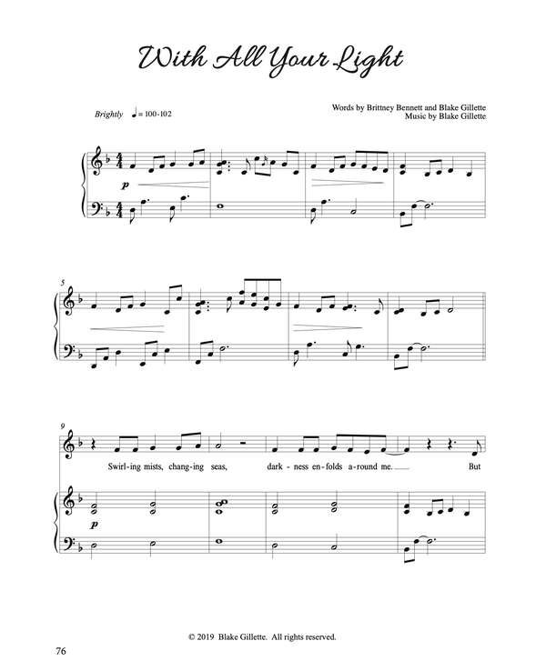 With All Your Light - Sheet Music - Downloads (from "Zion" by Blake Gillette)