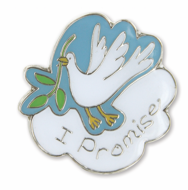 I Promise - Baptism - Tie Tack - Dove