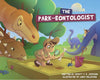 Cover of a children's book titled 'The Park-Eontologist' featuring an illustration of a child wearing a hat and glasses, digging in a sandbox with dinosaurs in the background.