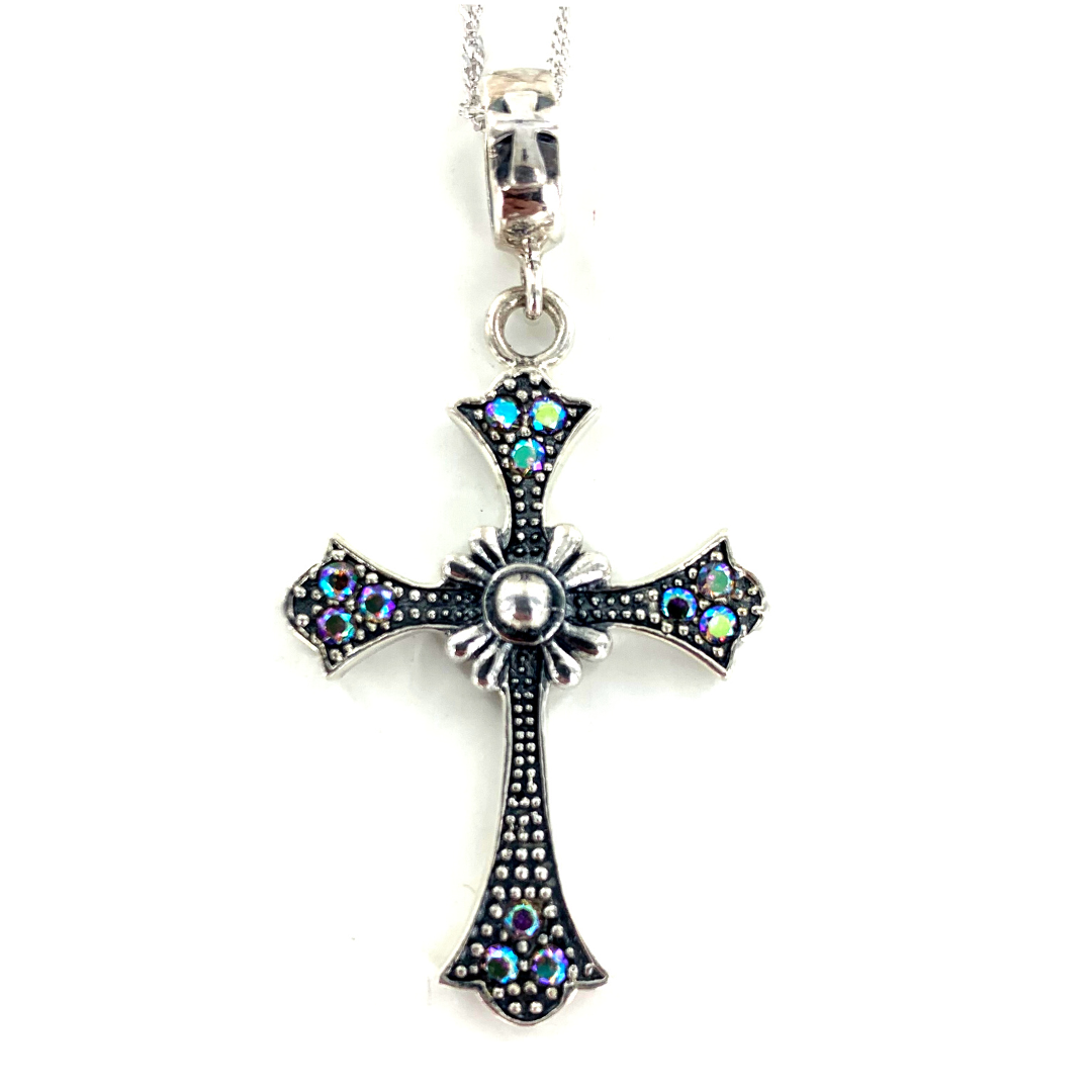 Antique Jeweled Cross - Necklace - Pendant