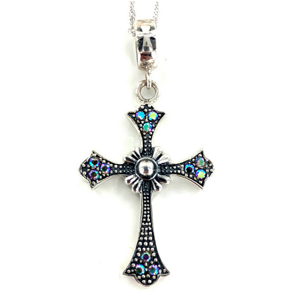Antique Jeweled Cross - Necklace - Pendant